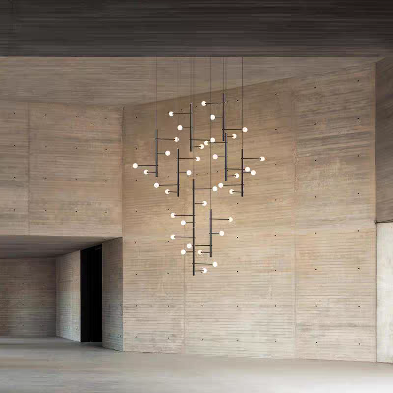Modern Multi-Arm Opal Chandelier