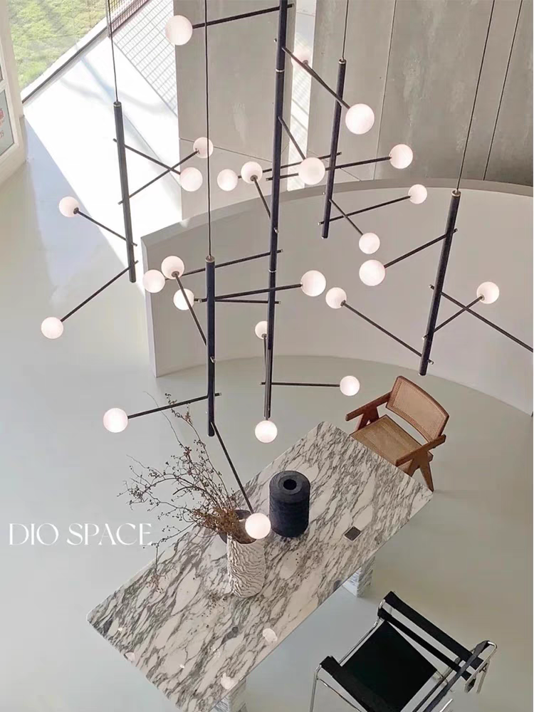 Modern Multi-Arm Opal Chandelier