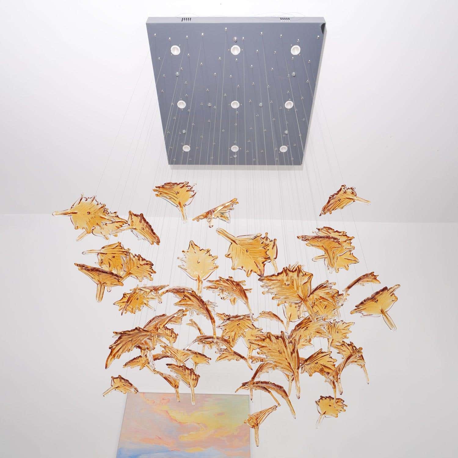 Multicolor Crystal Maple Leaf Chandelier