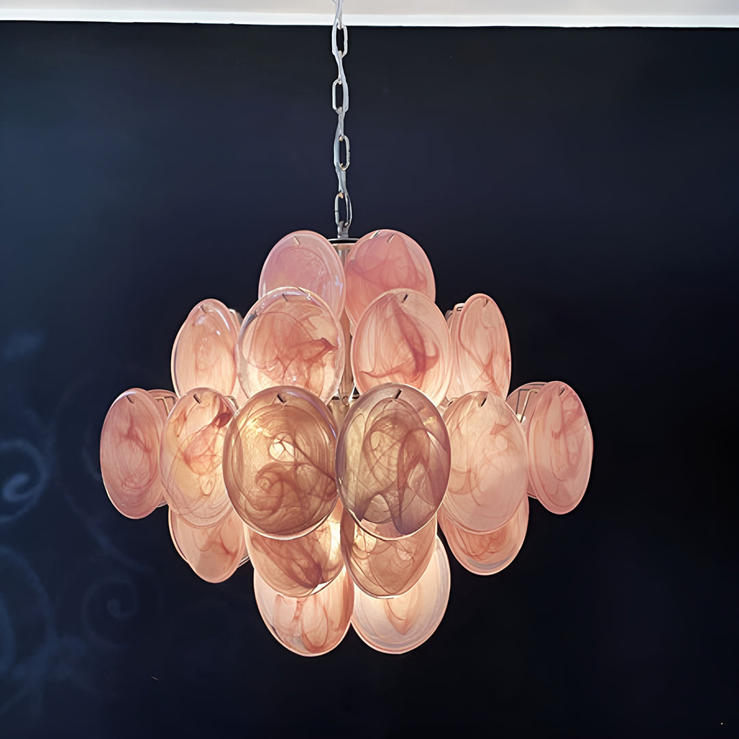 Murano Chandelier 36 Pink Disks