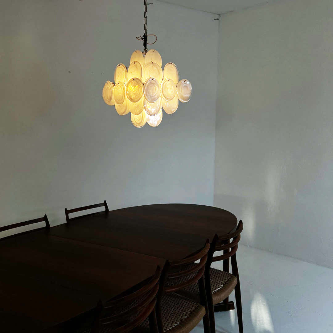 Murano Chandelier 36 White Disks