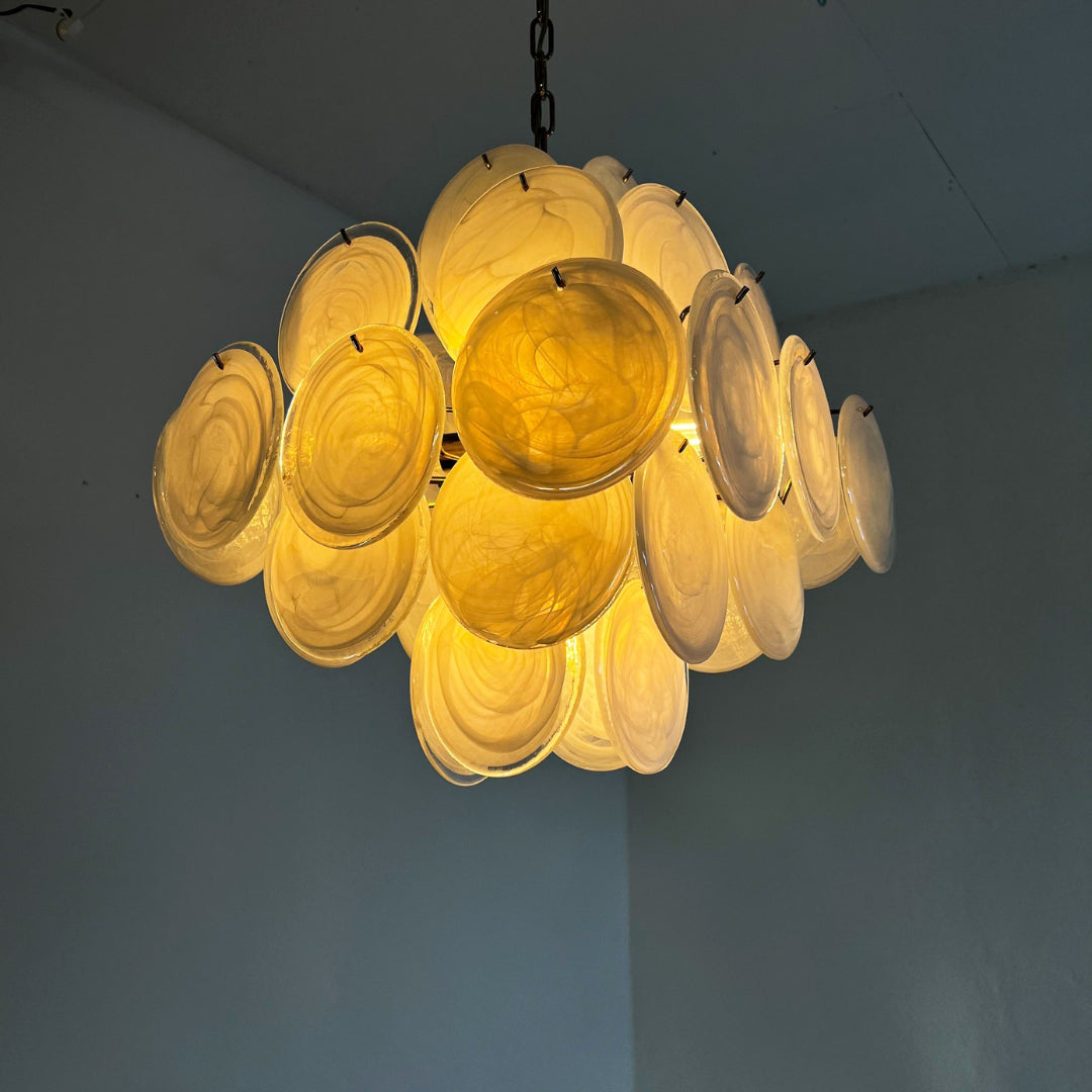 Murano Chandelier 36 White Disks