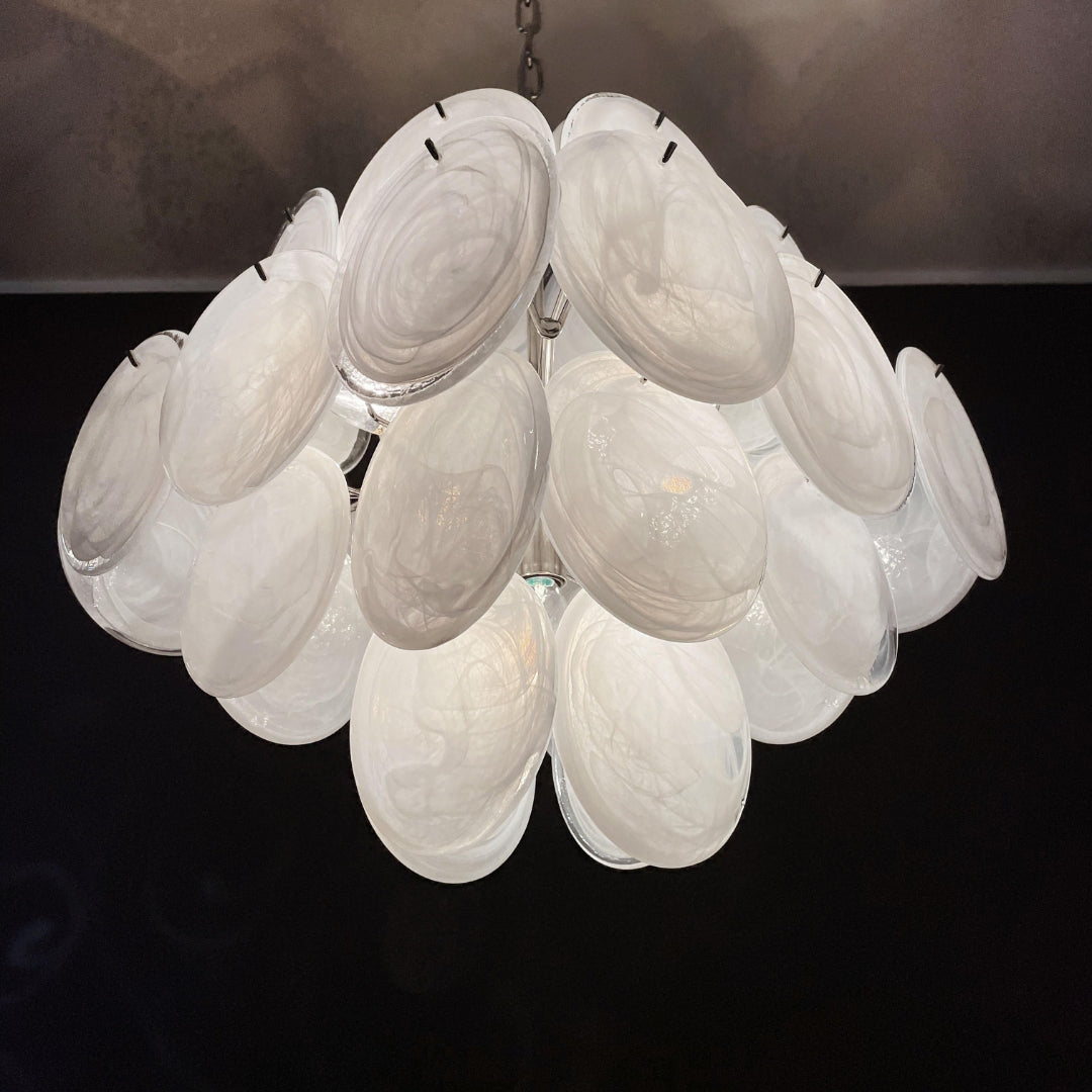 Murano Chandelier 36 White Disks