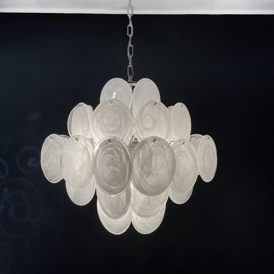 Murano Chandelier 36 White Disks