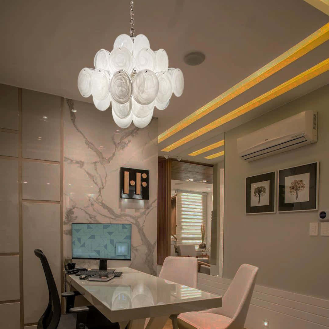 Murano Chandelier 36 White Disks