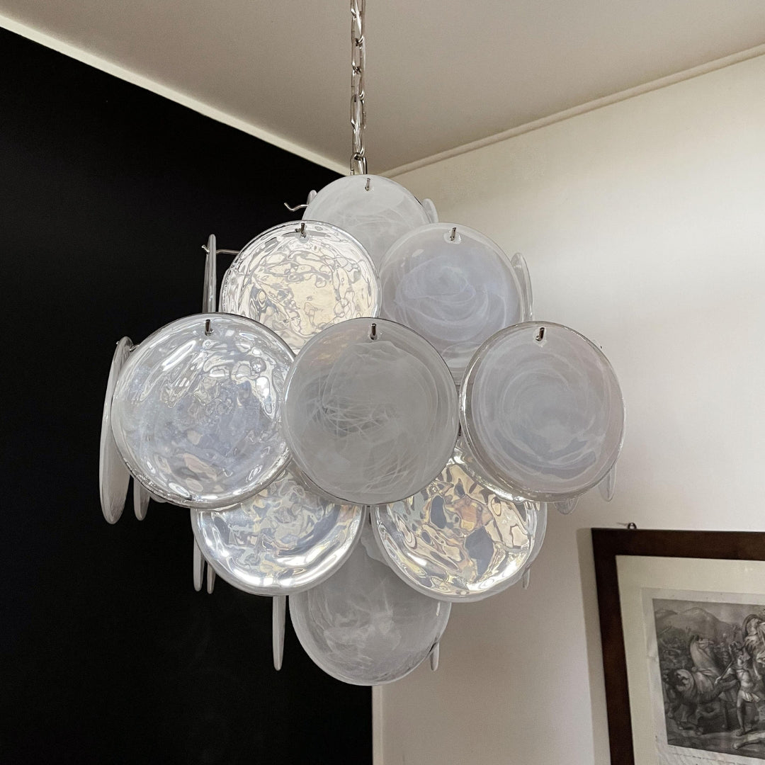 Murano Chandelier 36 White Disks