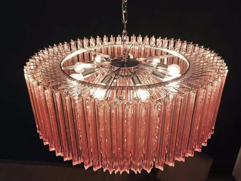 Murano Chandelier – Triedri – 391 prisms – Pink