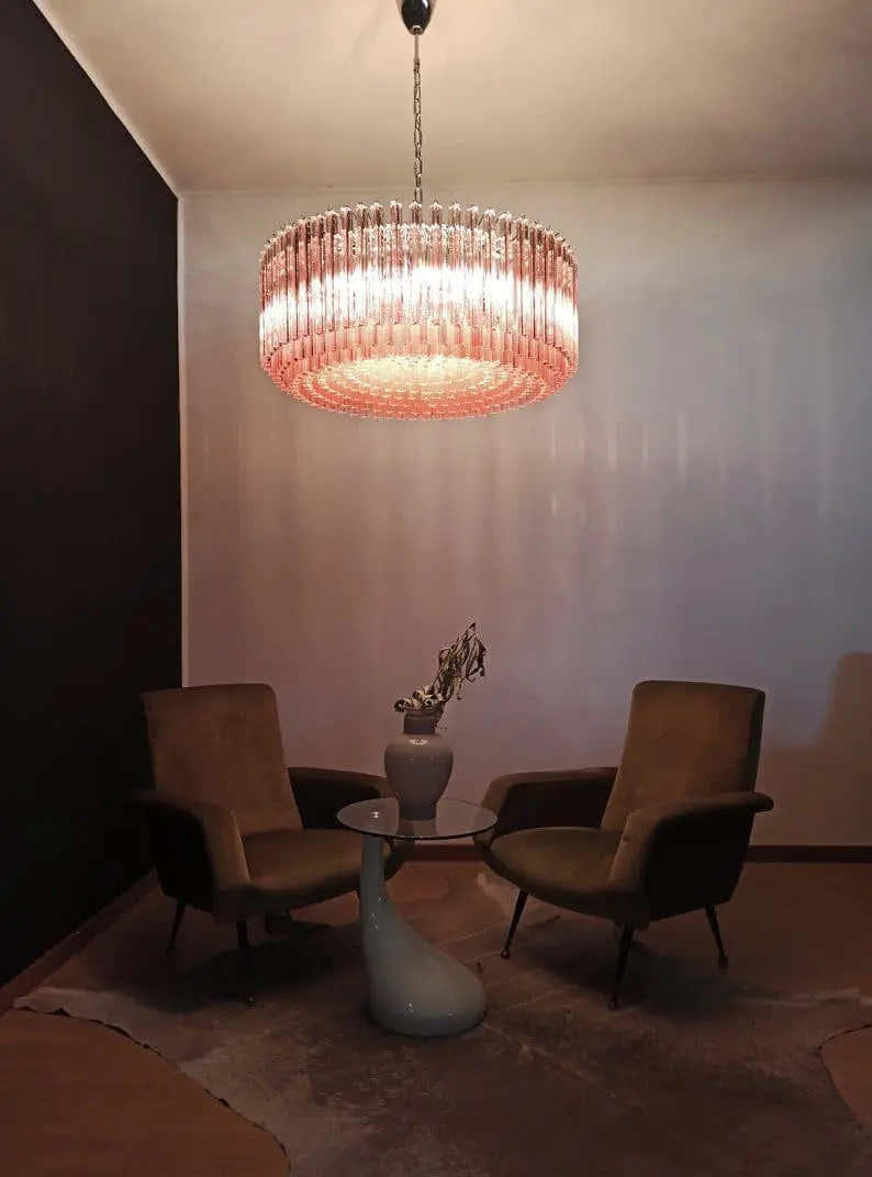 Murano Chandelier – Triedri – 391 prisms – Pink