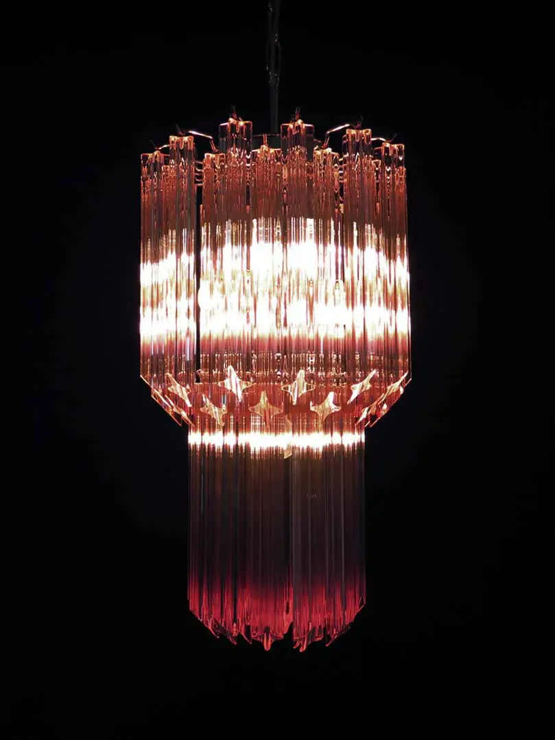 Murano Chandelier – Quadriedri – 46 prisms – Pink