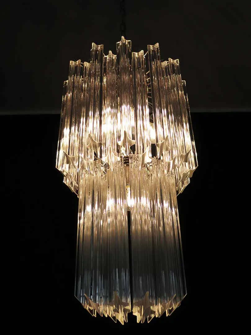 Murano Chandelier – Quadriedri – 46 prisms – Transparent