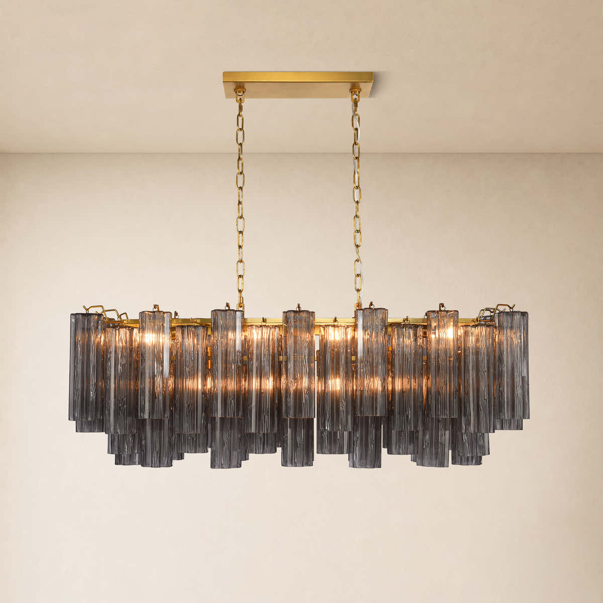 Hexalia Murano Glass Linear Chandelier 43"W