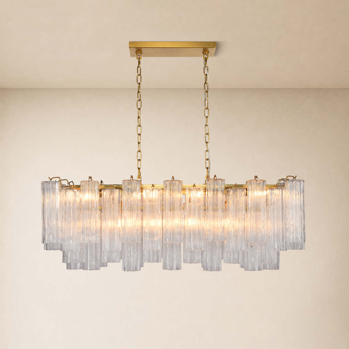 Hexalia Murano Glass Linear Chandelier 43"W