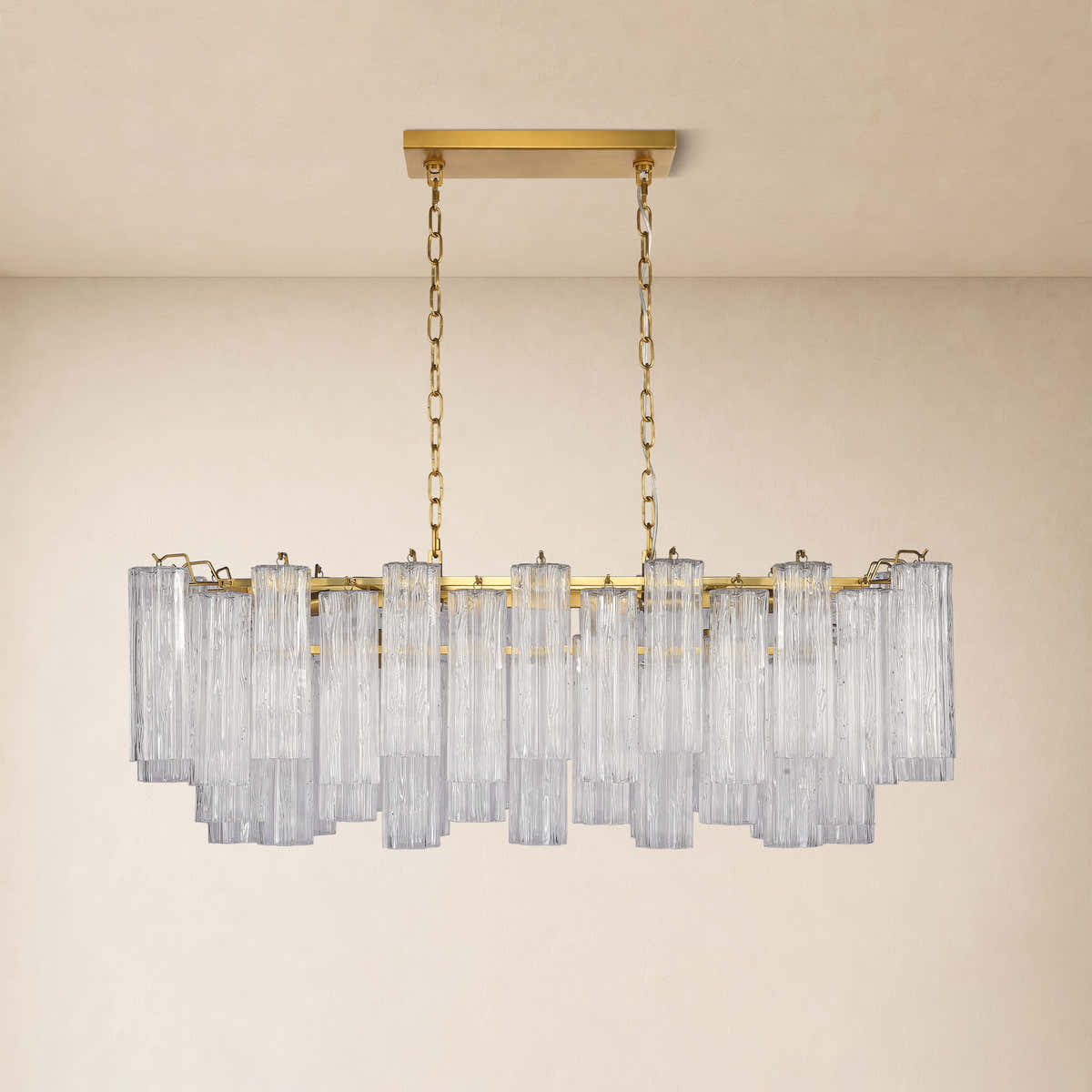 Hexalia Murano Glass Linear Chandelier 43"W