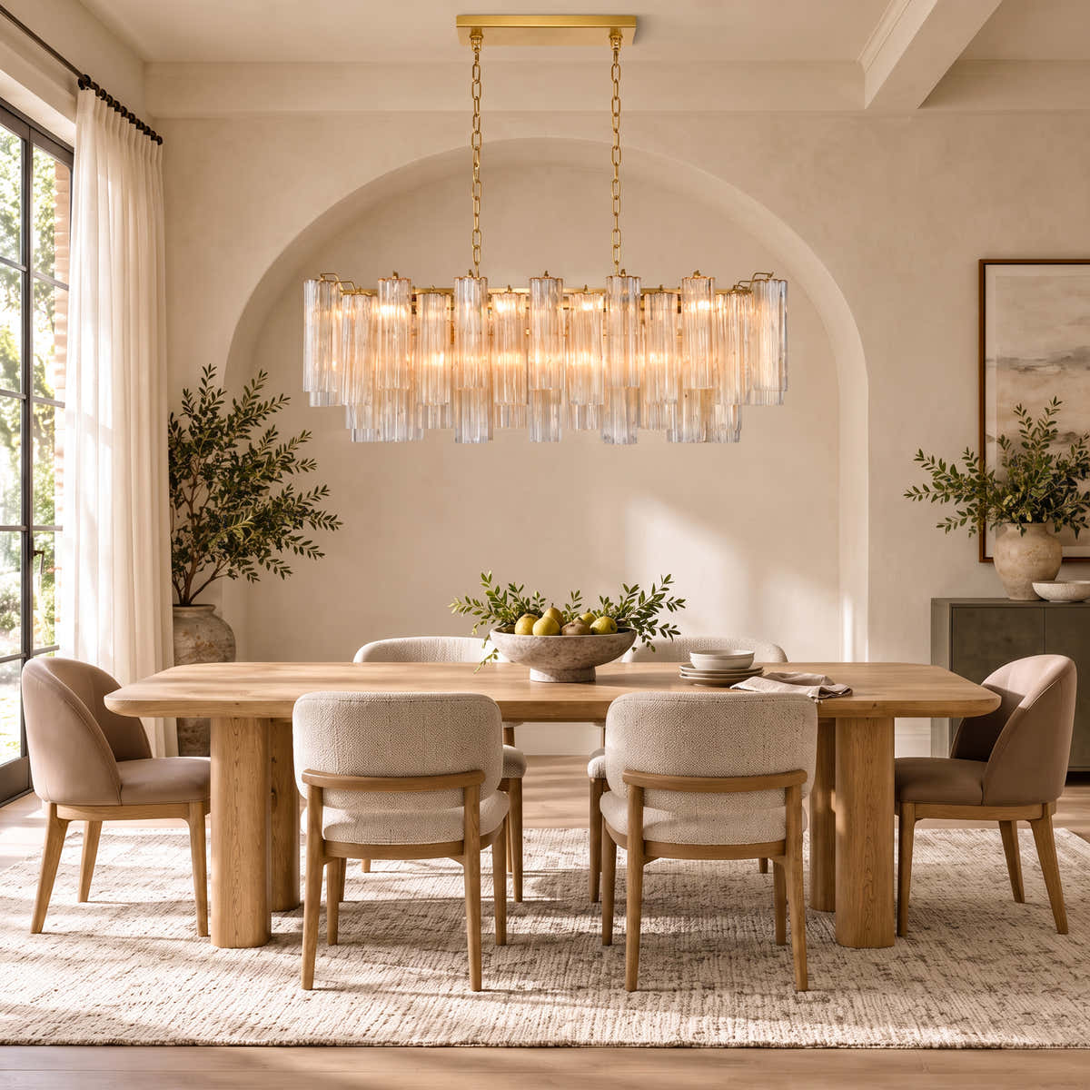 Hexalia Murano Glass Linear Chandelier 43"W