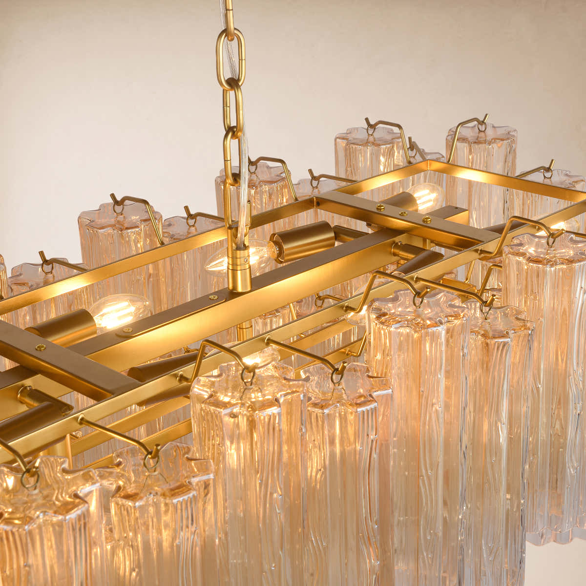 Hexalia Murano Glass Linear Chandelier 54"W