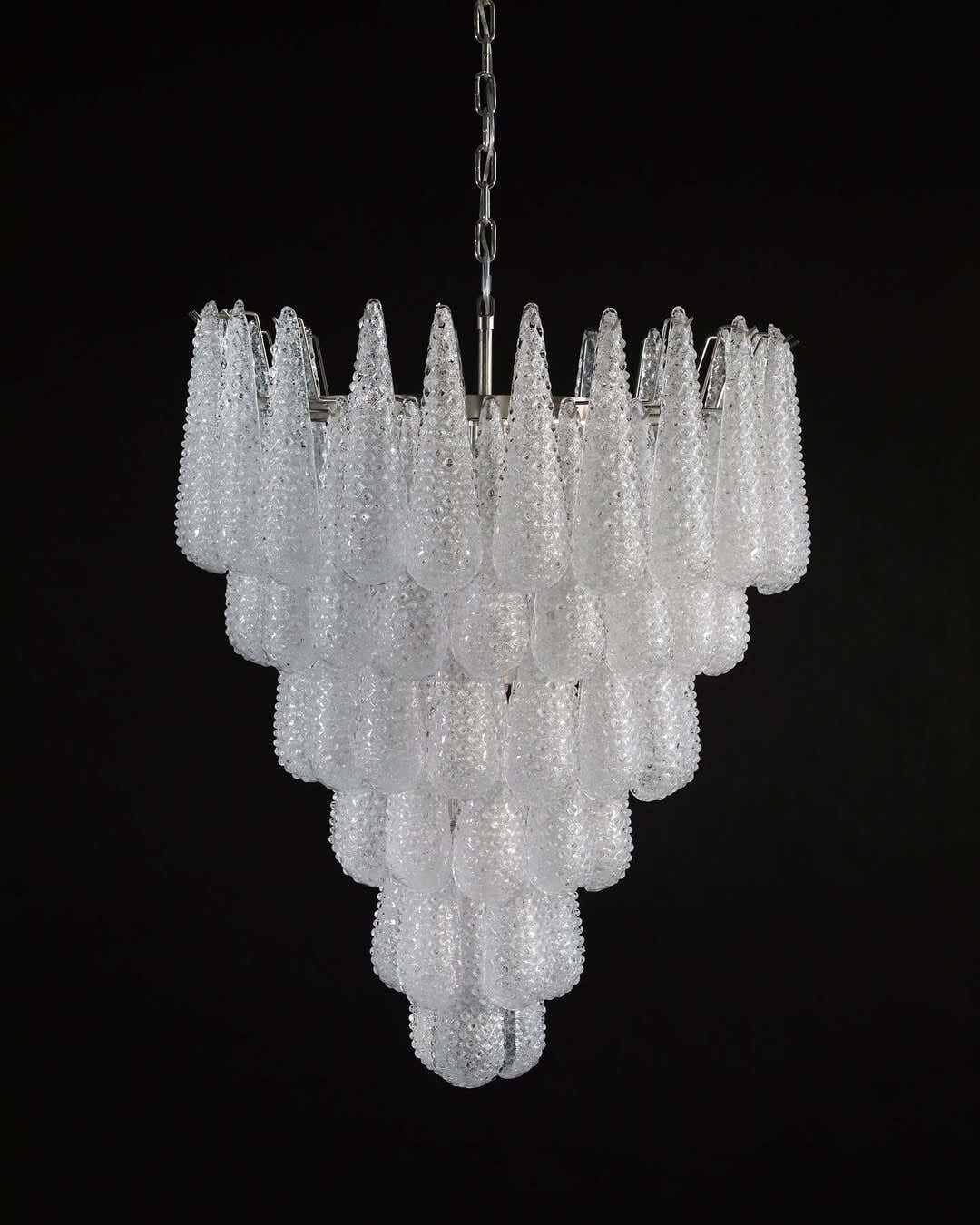 Murano Chandelier – Drop – 75 glasses – Transparent