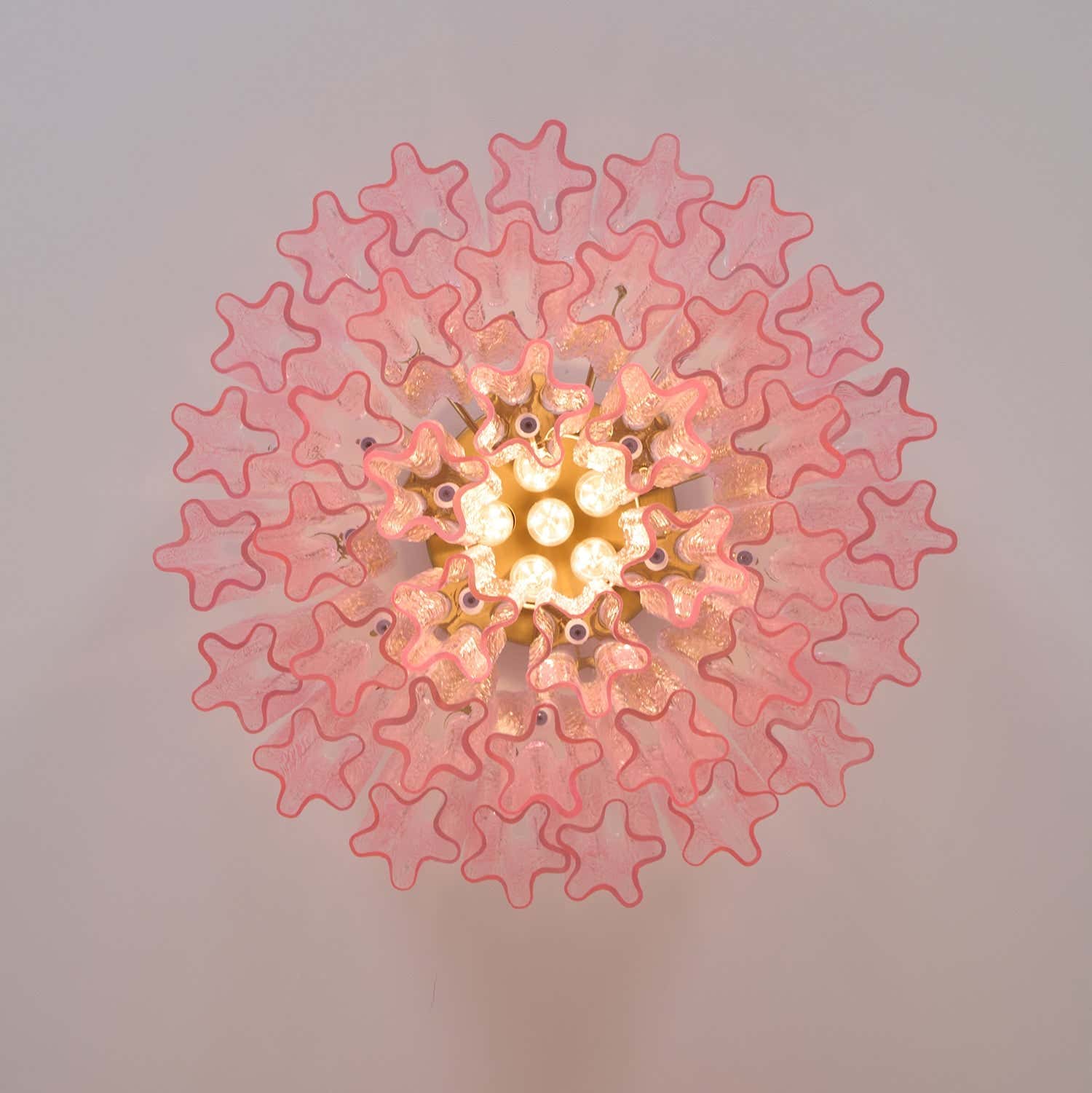 Murano Pink Glass Ceiling Light