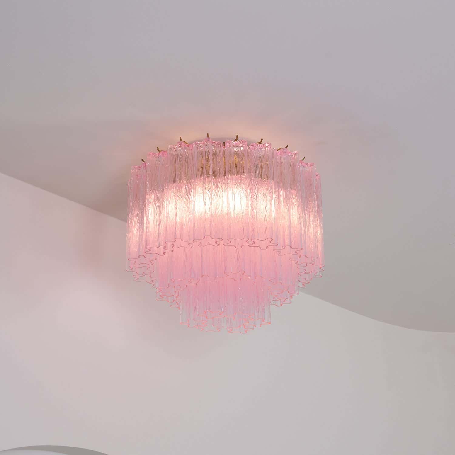 Murano Pink Glass Ceiling Light
