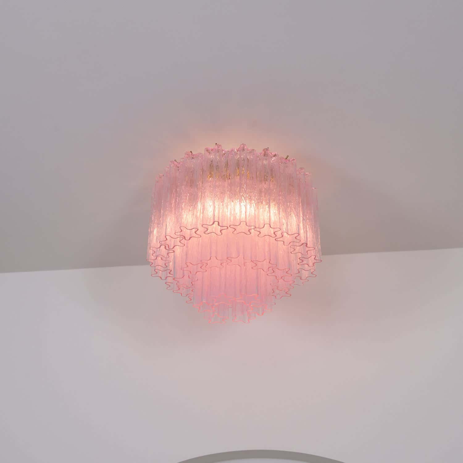 Murano Pink Glass Ceiling Light