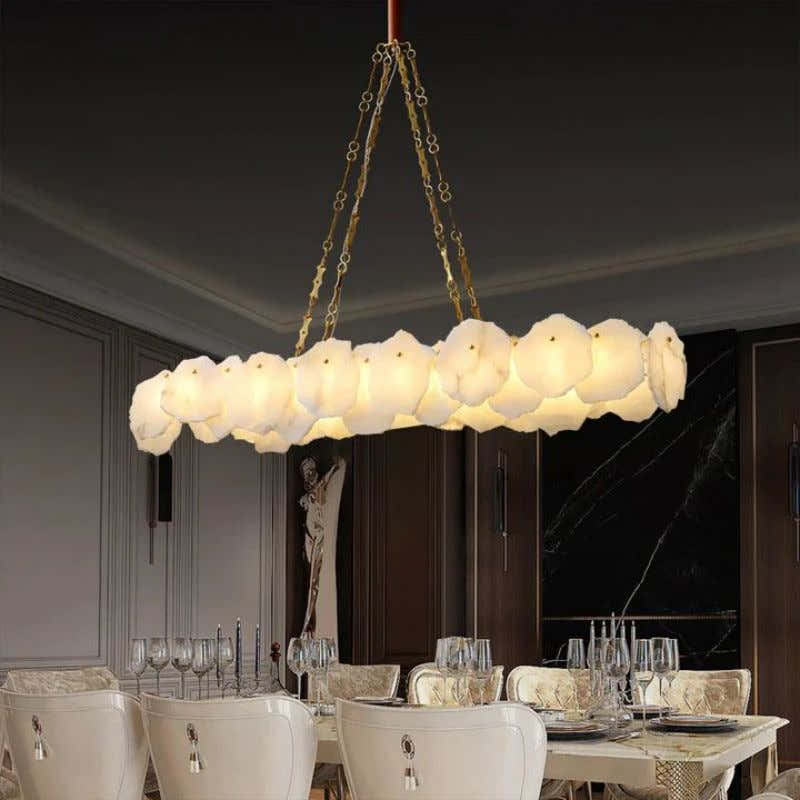 Alabaster Flakes Linear Chandelier- Chain