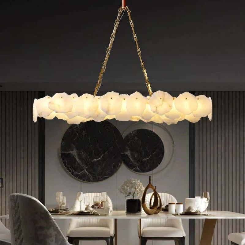Alabaster Flakes Linear Chandelier- Chain