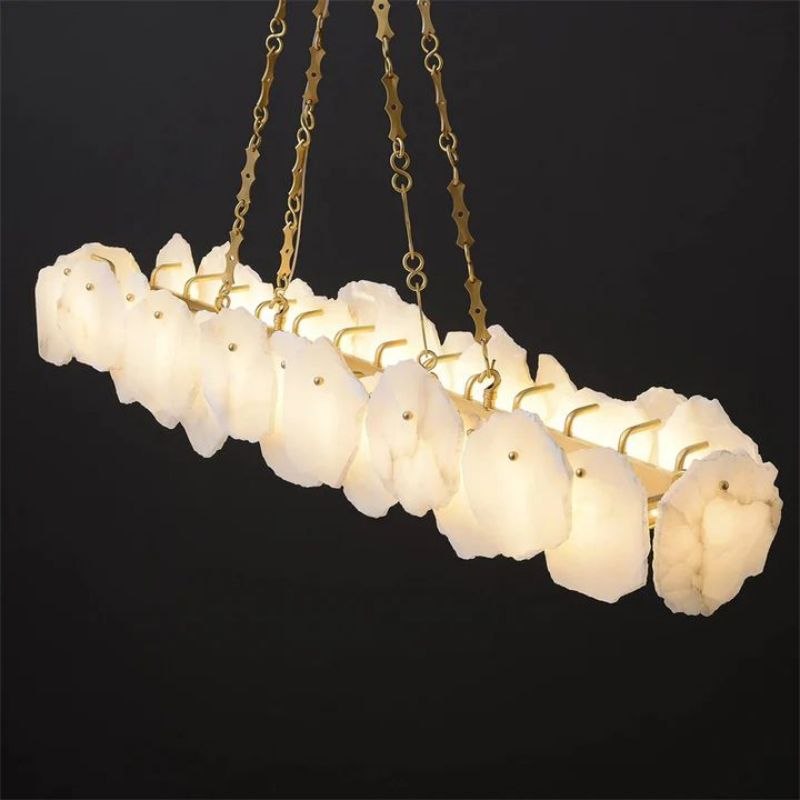 Alabaster Flakes Linear Chandelier- Chain