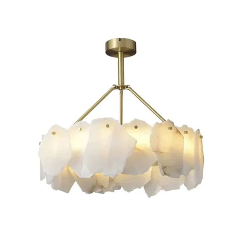 Alabaster Flakes Round Chandelier -Rod