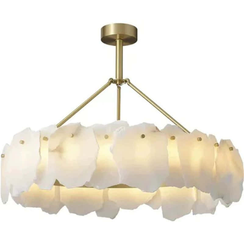 Alabaster Flakes Round Chandelier -Rod