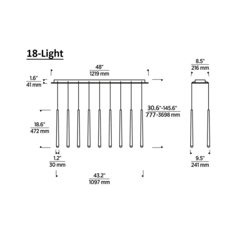 Noland 18-Light Linear Chandelier 48"