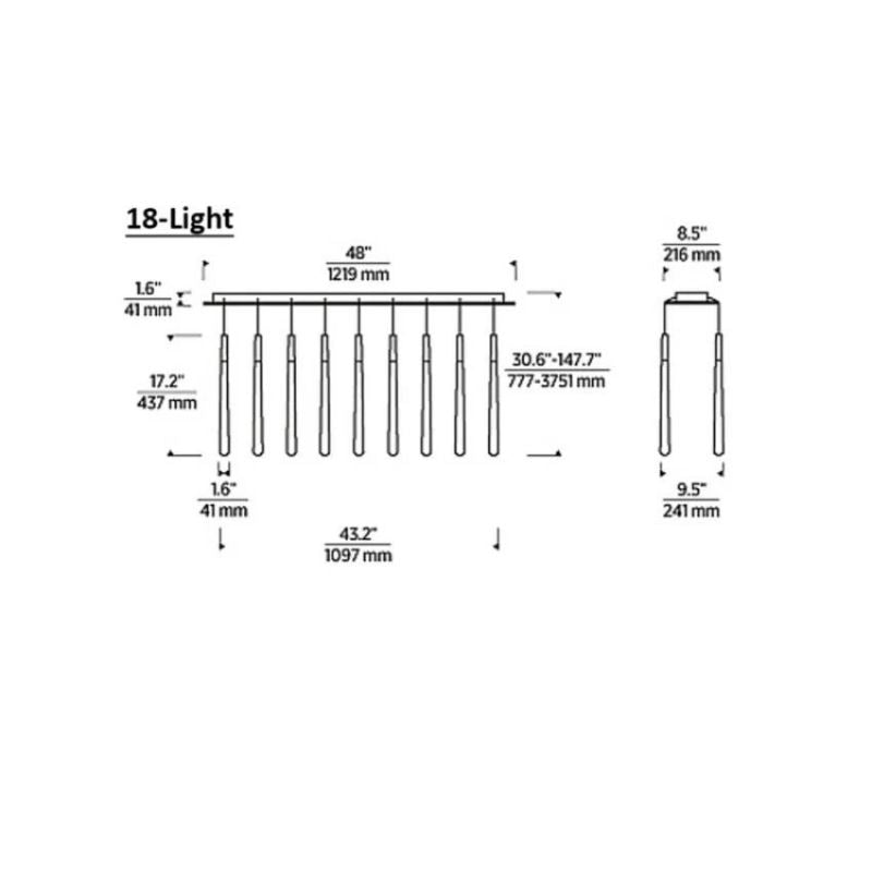 Noland 18-Light Linear Crystal Chandelier 48"