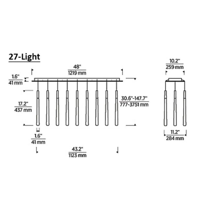 Noland 27-Light Linear Crystal Chandelier 48"