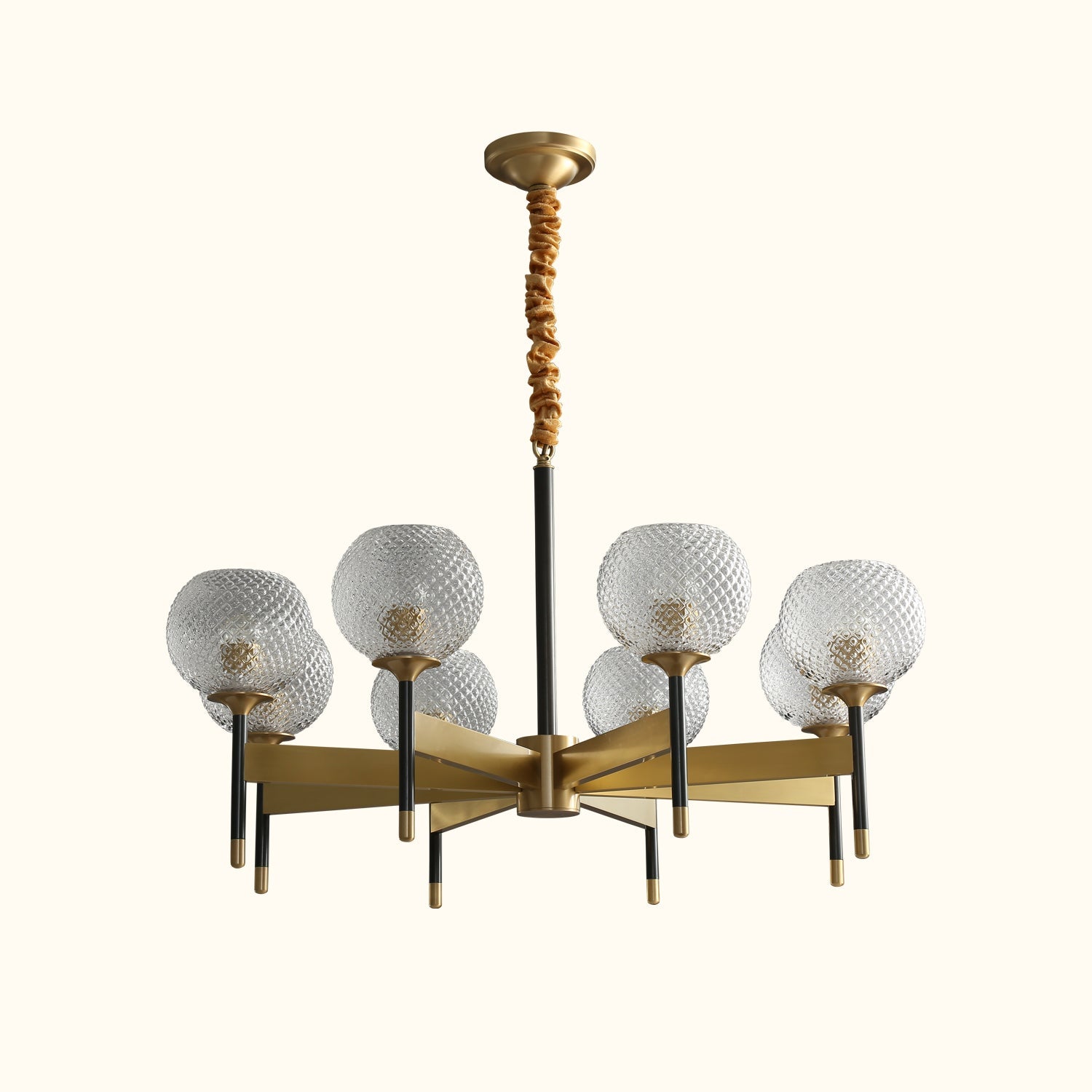 Orrefors Ball Brass Chandelier