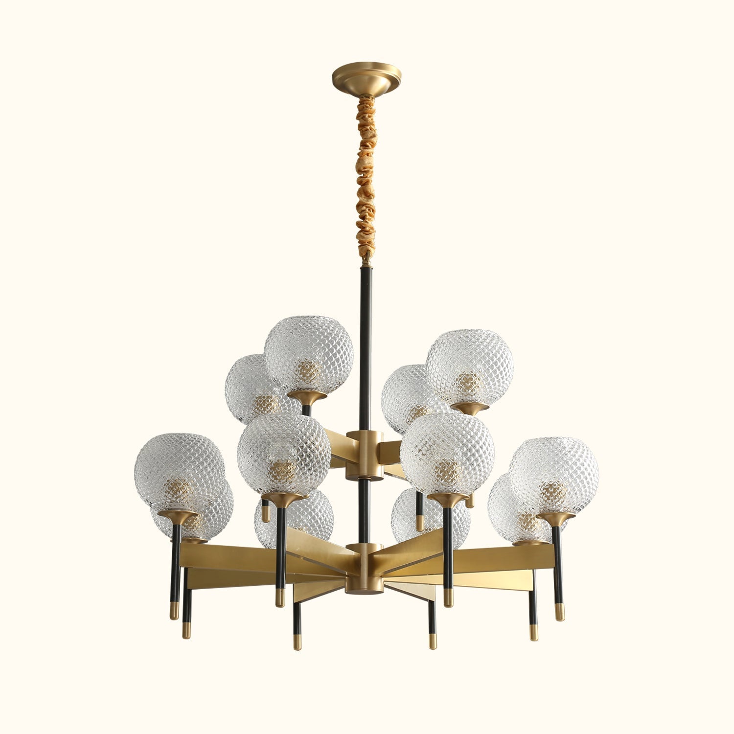 Orrefors Ball Brass Chandelier