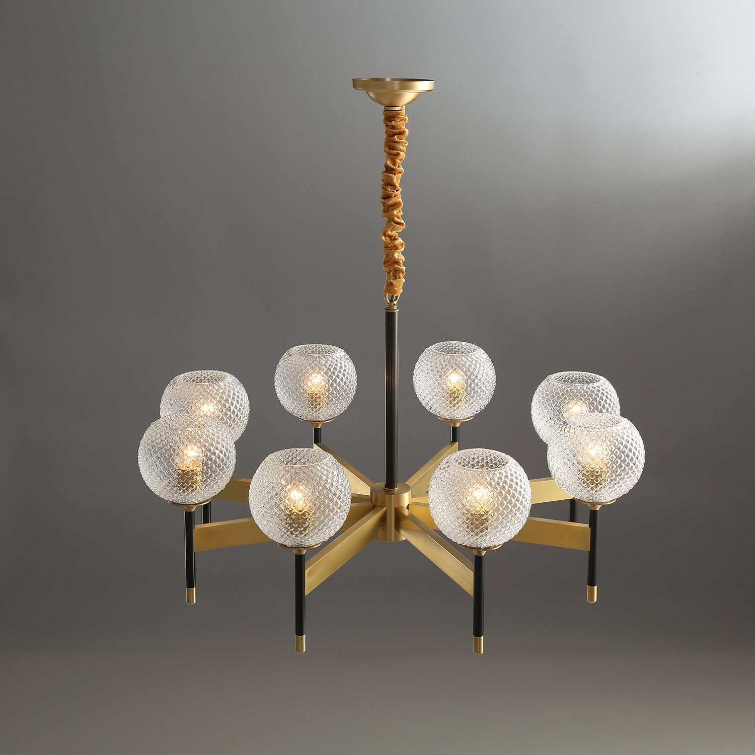 Orrefors Ball Brass Chandelier