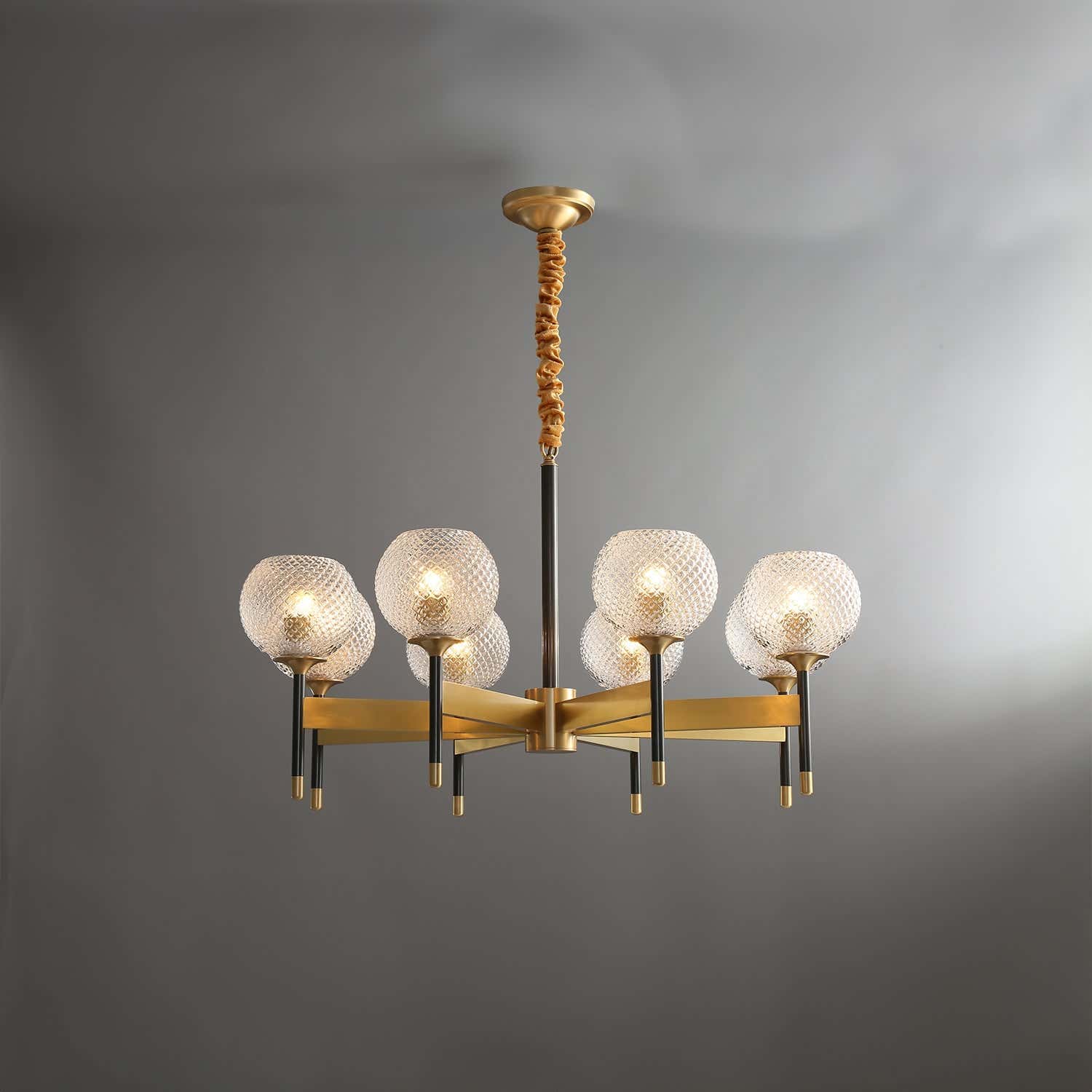 Orrefors Ball Brass Chandelier