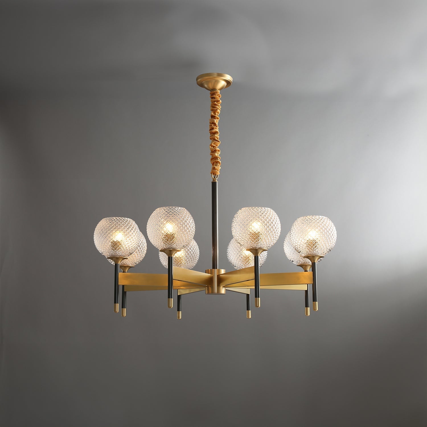 Orrefors Ball Brass Chandelier