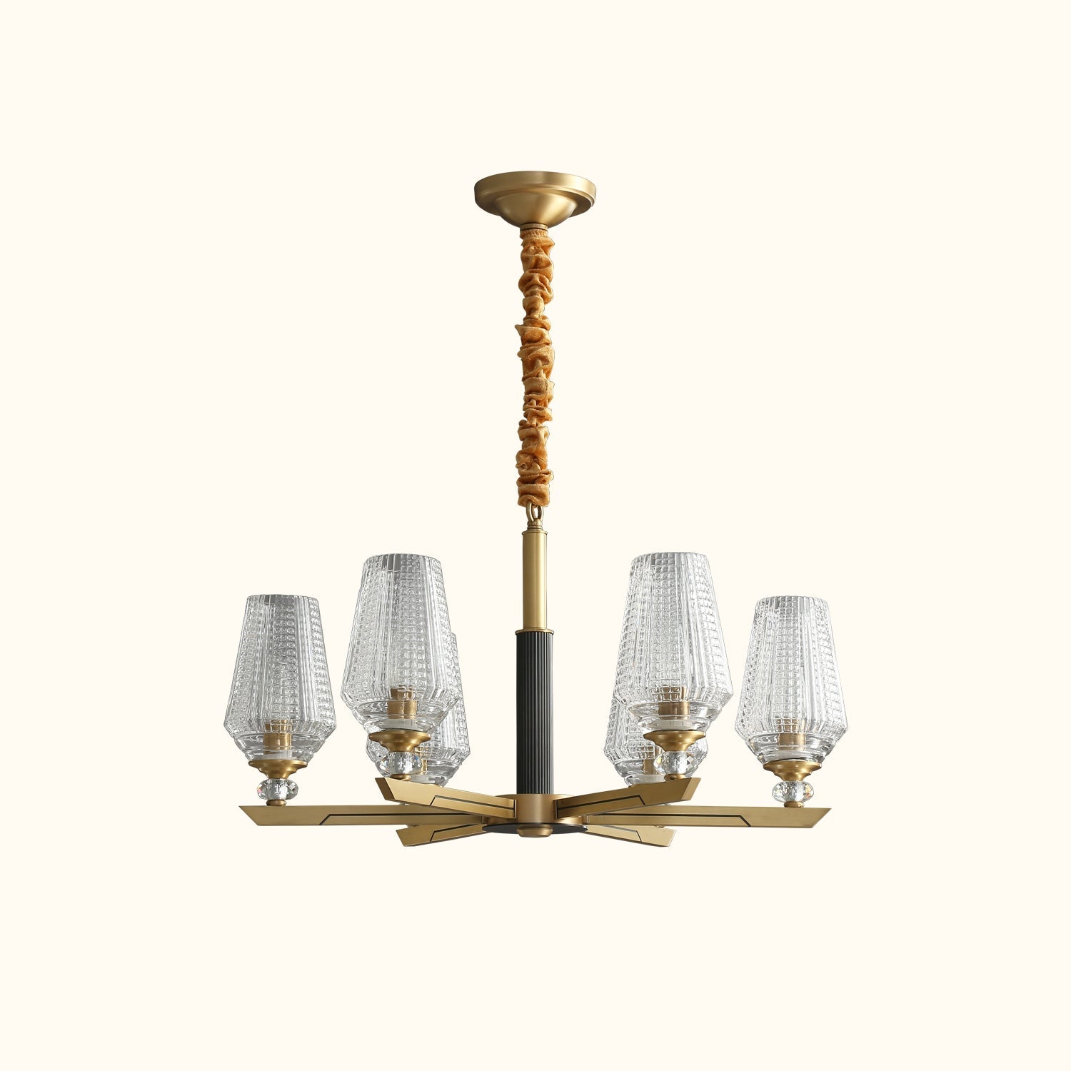 Orrefors Vase Brass Chandelier