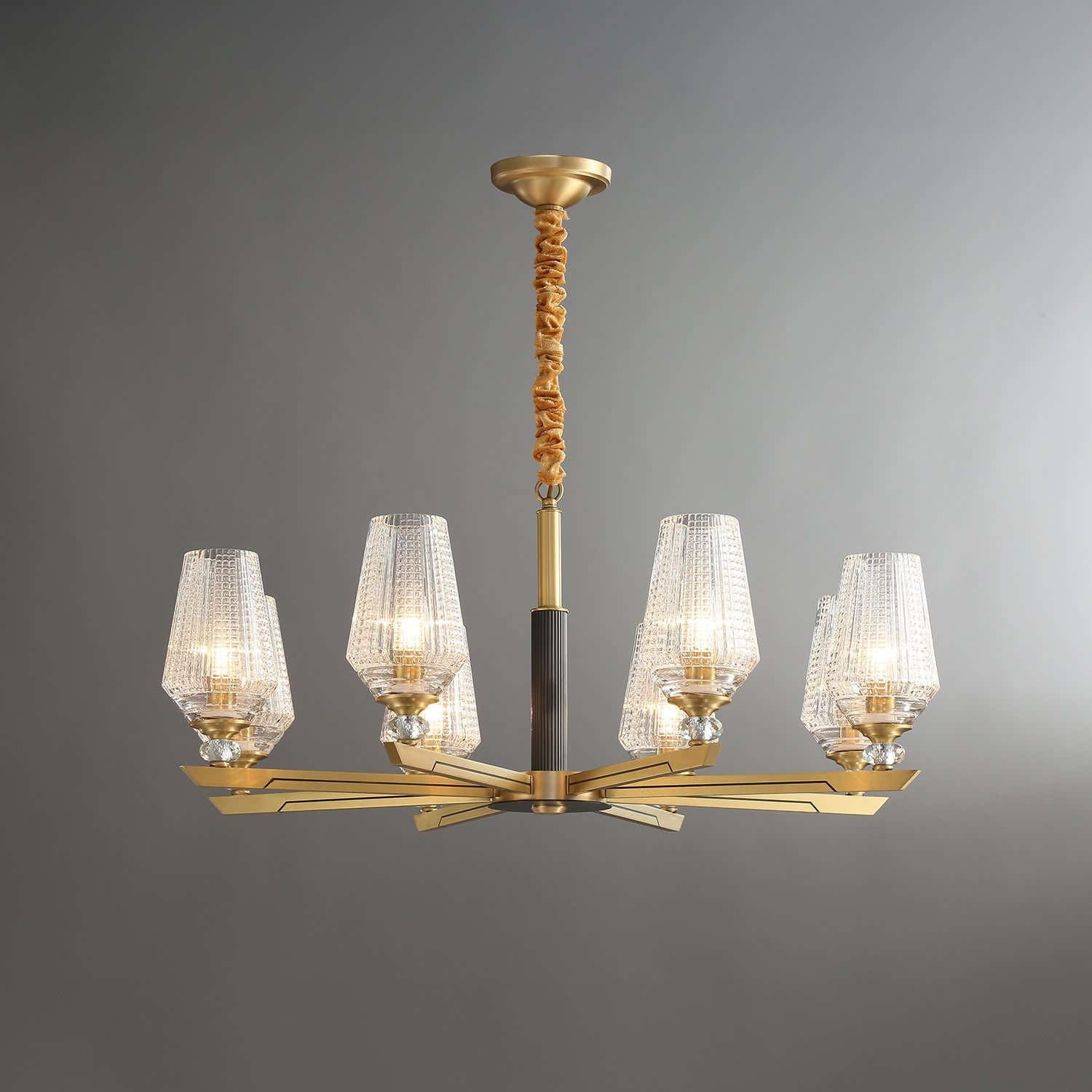 Orrefors Vase Brass Chandelier