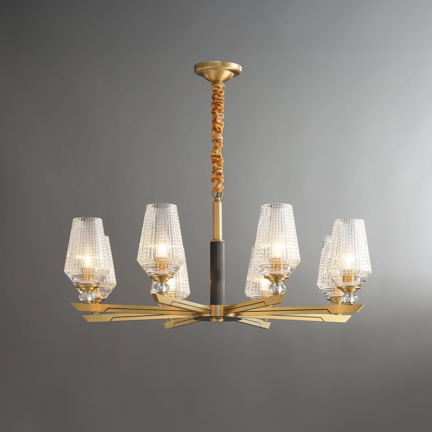 Orrefors Vase Brass Chandelier