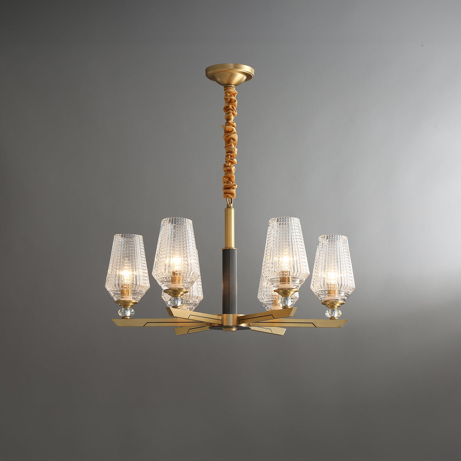 Orrefors Vase Brass Chandelier