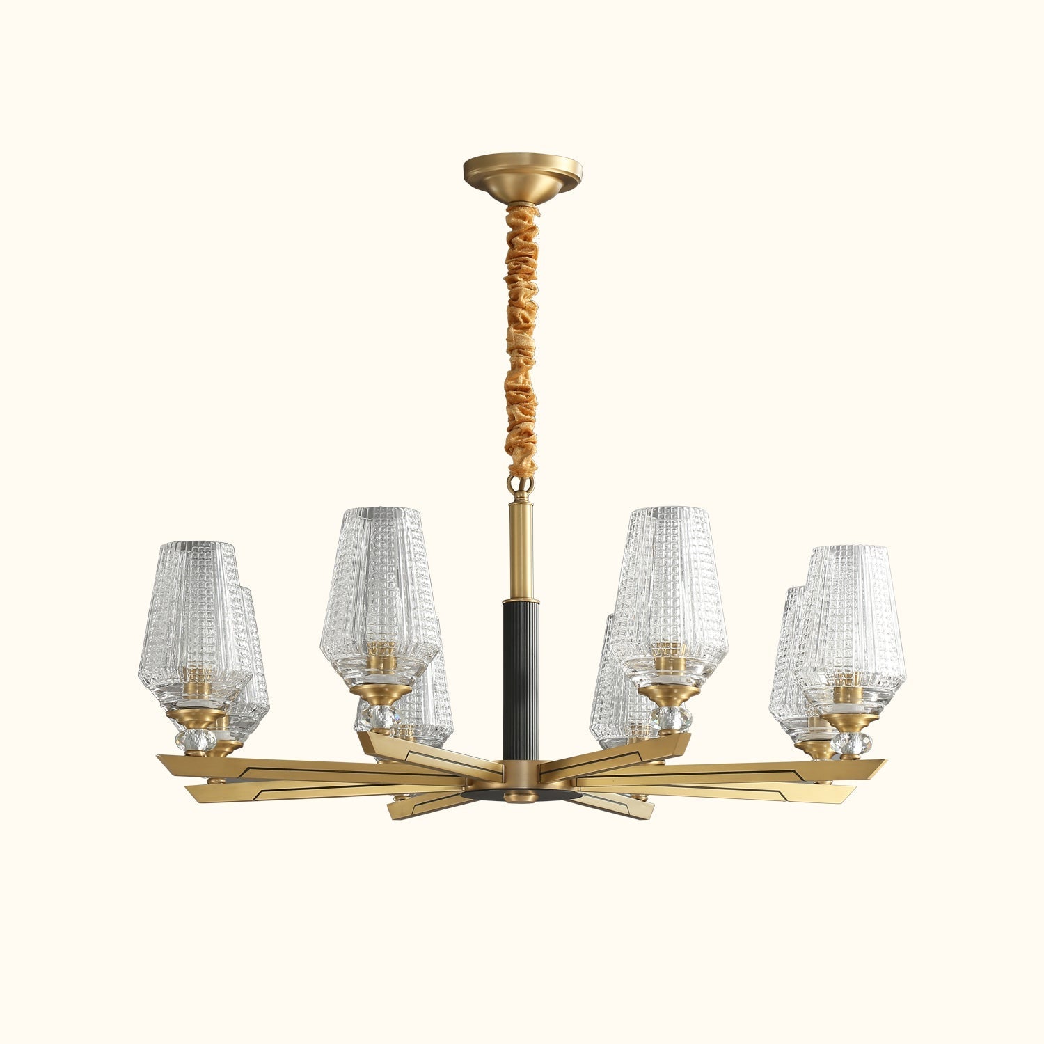 Orrefors Vase Brass Chandelier