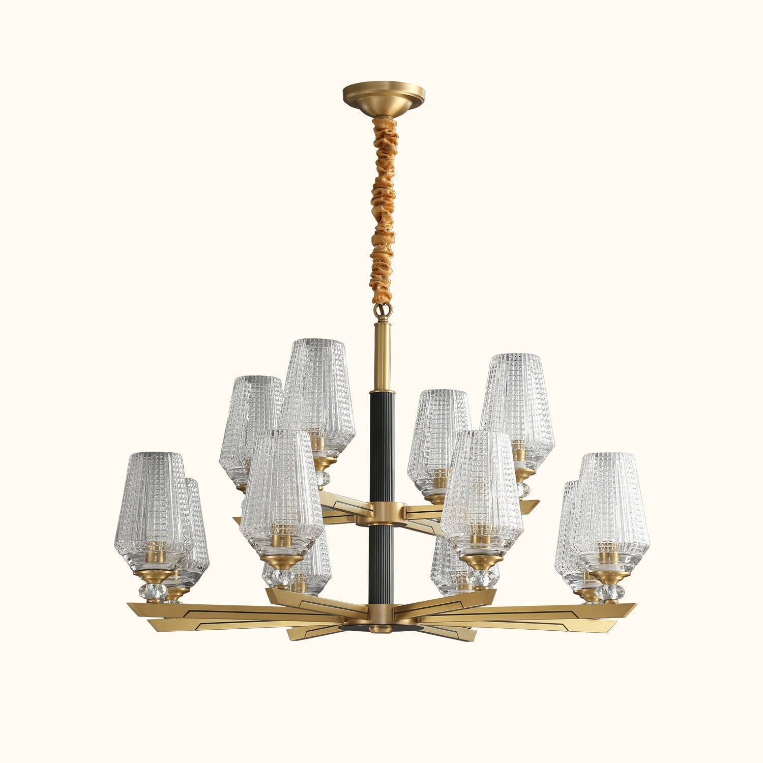 Orrefors Vase Brass Chandelier