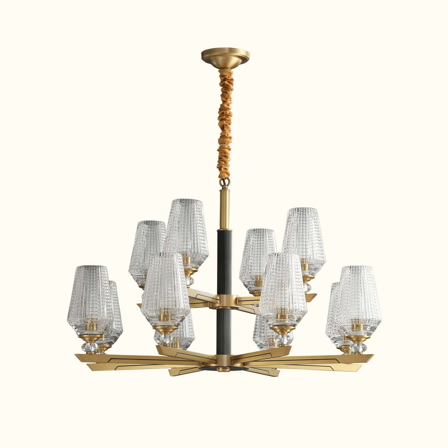 Orrefors Vase Brass Chandelier