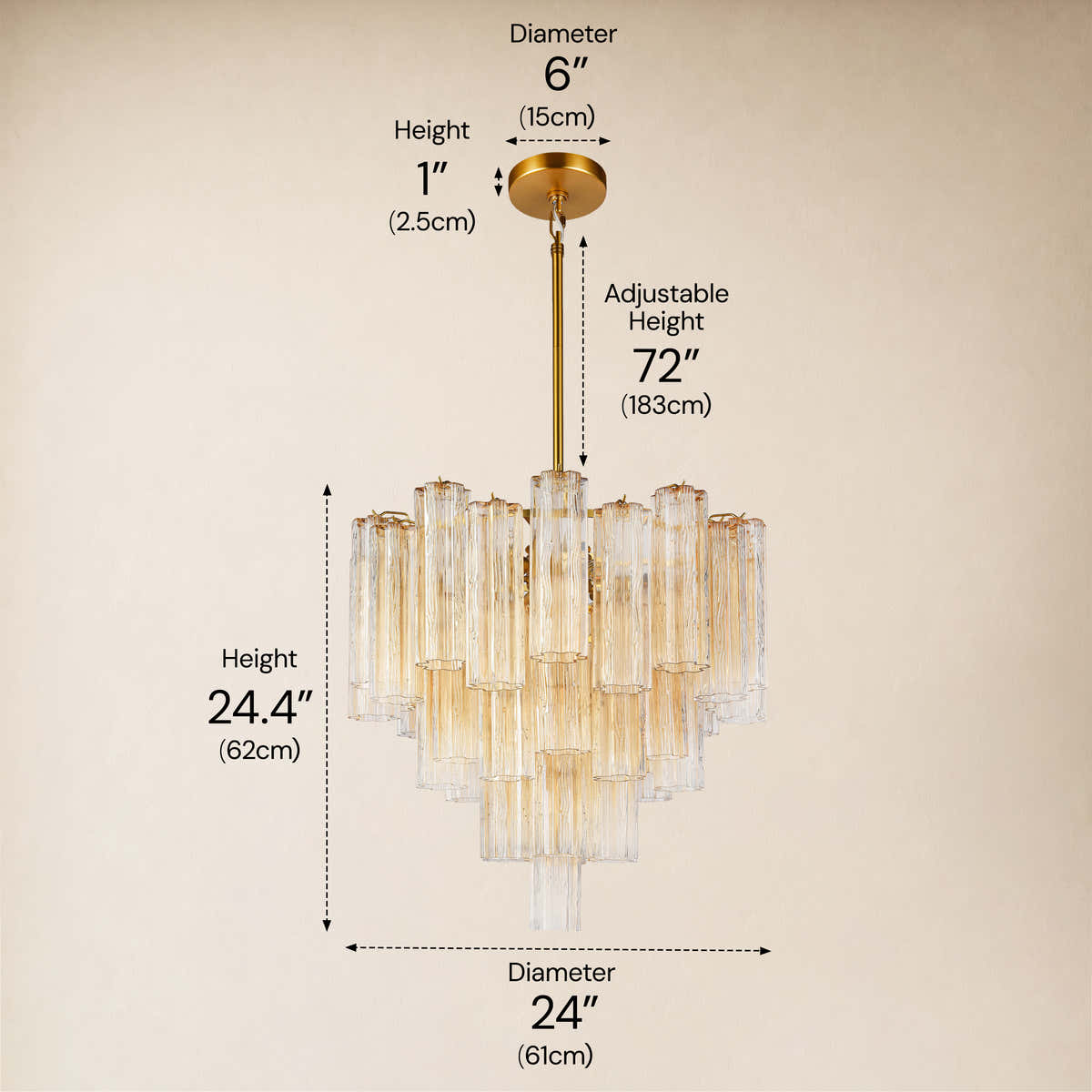 Hexalia Murano Glass Chandelier 24"