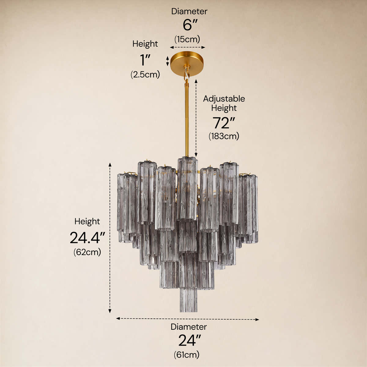 Hexalia Murano Glass Chandelier 24"
