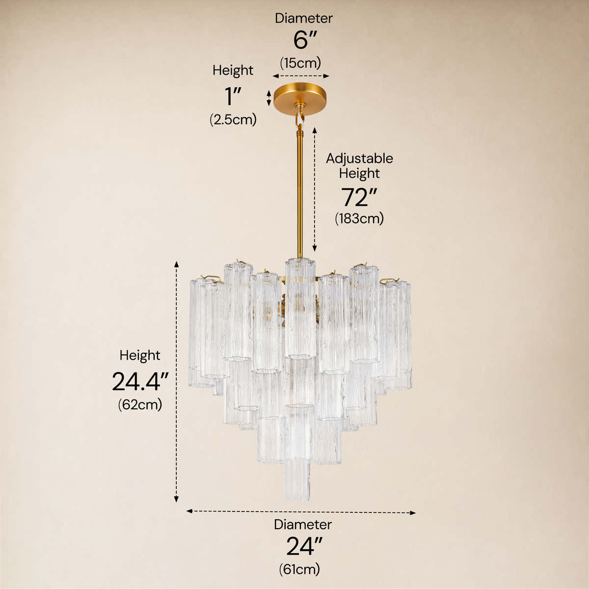 Hexalia Murano Glass Chandelier 24"
