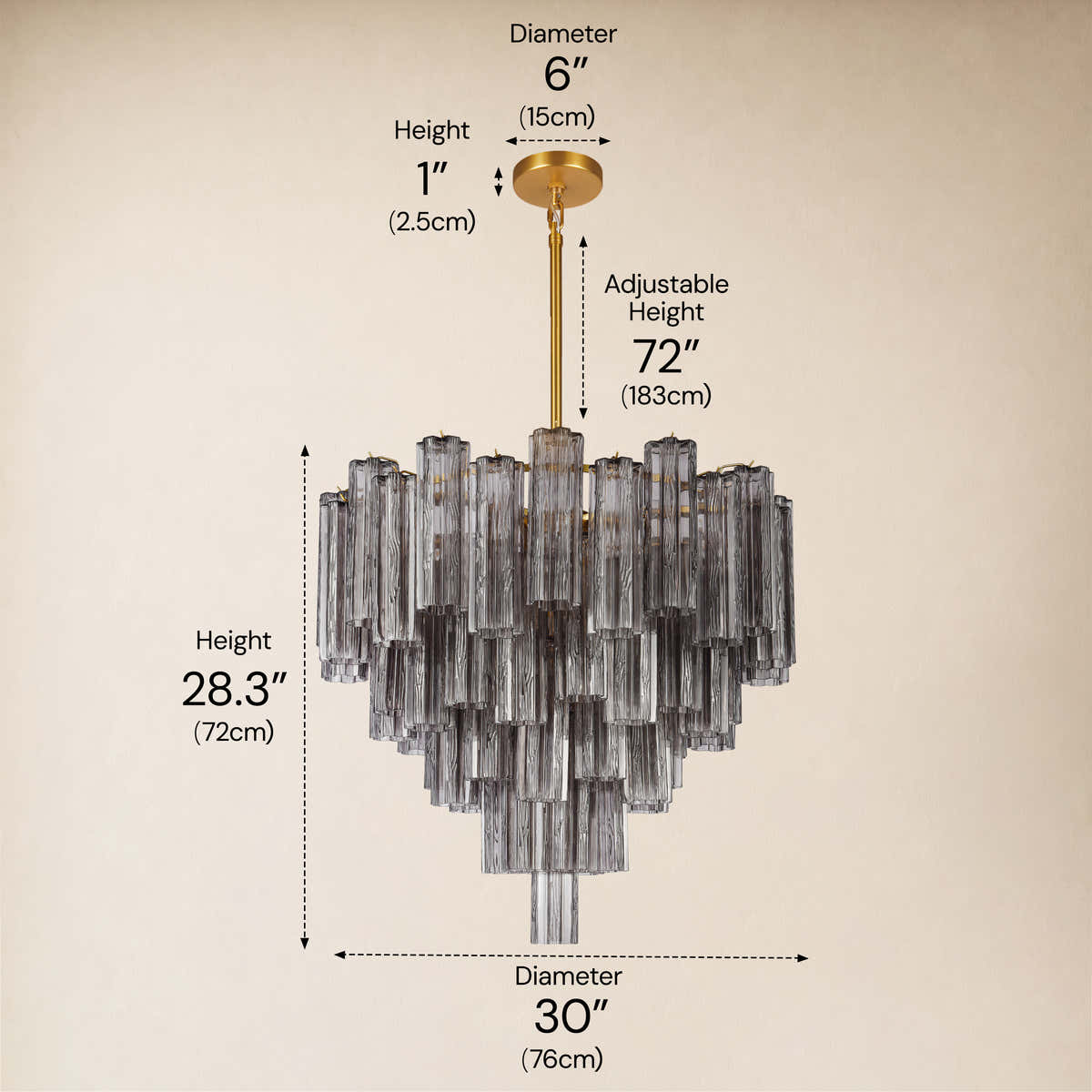Hexalia Murano Glass Chandelier 30"