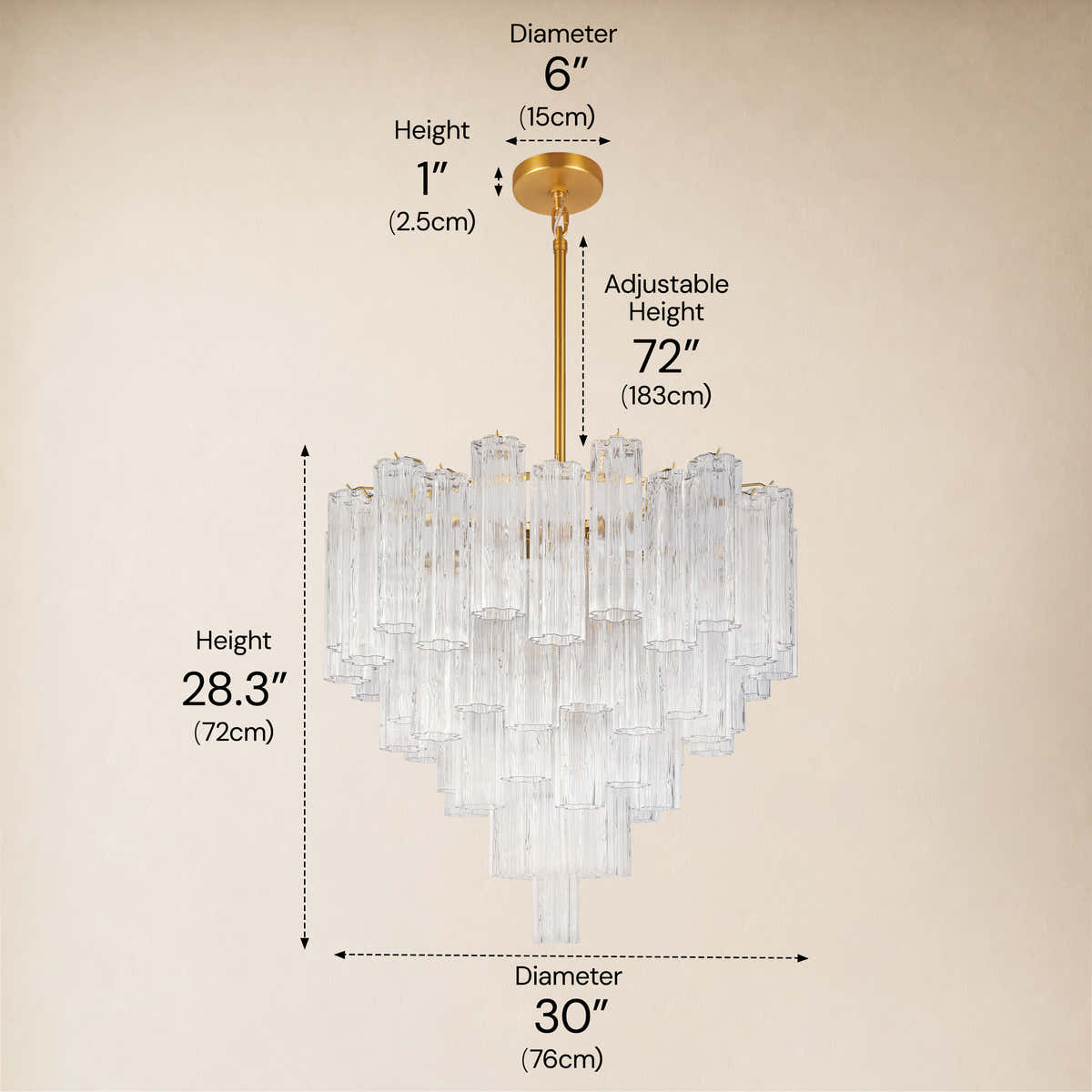 Hexalia Murano Glass Chandelier 30"
