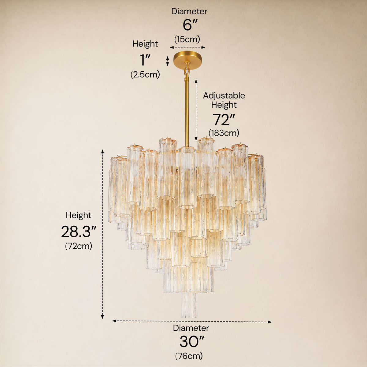 Hexalia Murano Glass Chandelier 30"