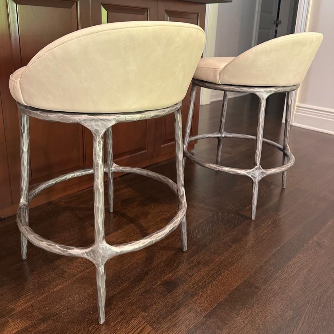 Hand-Forged Metal Bar Swivel Counter Stool